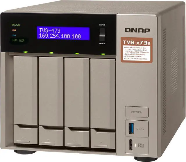 Qnap 4-bay NAS/iSCSI IP-SAN, AMD R series Quad-core 2.1GHz