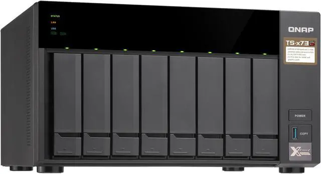Alt view image 2 of 13 - QNAP TS-873-4G-US 8-Bay NAS/iSCSI IP-SAN, AMD R Series Quad-core 2.1GHz, 4GB RAM, 10G-Ready
