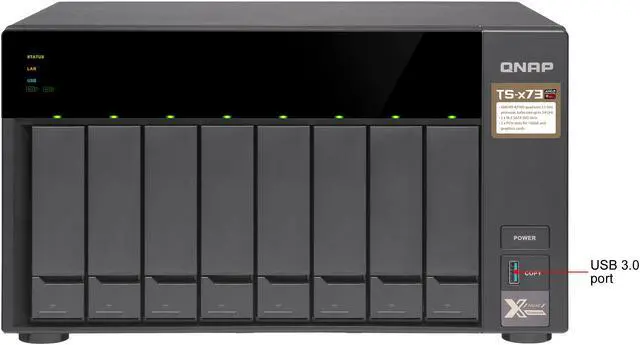 Alt view image 5 of 13 - QNAP TS-873-4G-US 8-Bay NAS/iSCSI IP-SAN, AMD R Series Quad-core 2.1GHz, 4GB RAM, 10G-Ready