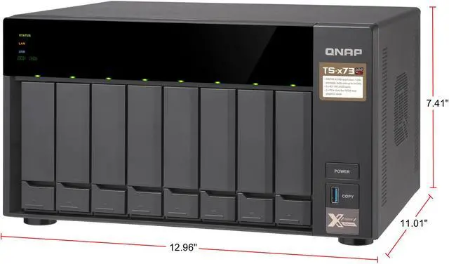 Alt view image 7 of 13 - QNAP TS-873-4G-US 8-Bay NAS/iSCSI IP-SAN, AMD R Series Quad-core 2.1GHz, 4GB RAM, 10G-Ready