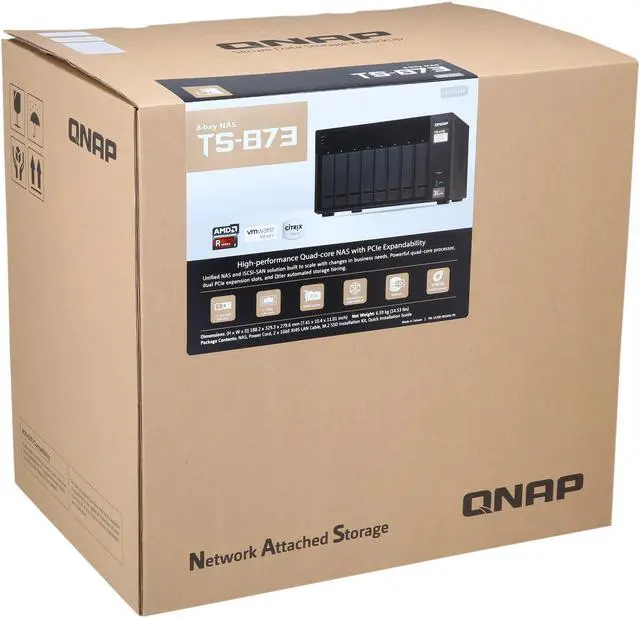 Alt view image 13 of 13 - QNAP TS-873-4G-US 8-Bay NAS/iSCSI IP-SAN, AMD R Series Quad-core 2.1GHz, 4GB RAM, 10G-Ready