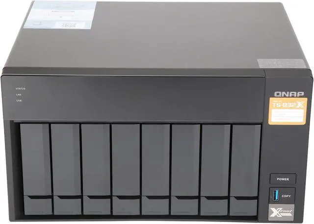 Alt view image 3 of 10 - QNAP TS-832X-8G-US High-Performance 8-Bay 64-bit NAS Built-in 2 x 10GbE (SFP+) Network, Hardware Encryption, Quad Core 1.7GHz, 8GB RAM, 2 x 1GbE