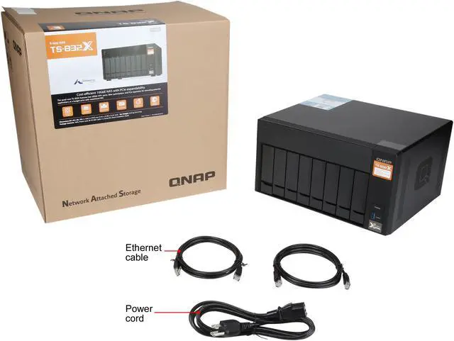 Alt view image 10 of 10 - QNAP TS-832X-8G-US High-Performance 8-Bay 64-bit NAS Built-in 2 x 10GbE (SFP+) Network, Hardware Encryption, Quad Core 1.7GHz, 8GB RAM, 2 x 1GbE