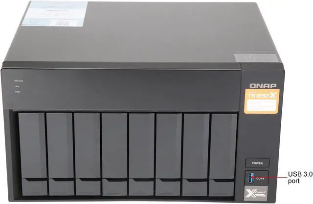 Alt view image 4 of 10 - QNAP TS-832X-8G-US High-Performance 8-Bay 64-bit NAS Built-in 2 x 10GbE (SFP+) Network, Hardware Encryption, Quad Core 1.7GHz, 8GB RAM, 2 x 1GbE