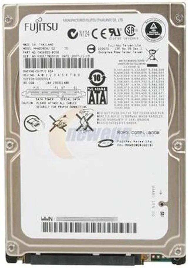 Alt view image 5 of 5 - Fujitsu MHW2080BJ 80GB 7200 RPM 8MB Cache SATA 3.0Gb/s 2.5" Internal Notebook Hard Drive Bare Drive