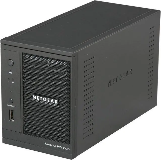 Main image of Netgear ReadyNAS Duo 2-bay NAS Drive Enclosure w/ Gigabit & speeds up to 25MBps  (Diskless)