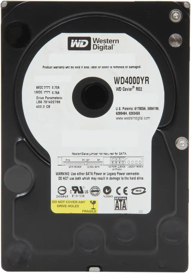 Alt view image 2 of 4 - Western Digital RE2 WD4000YR 400GB 7200 RPM 16MB Cache SATA 1.5Gb/s 3.5" Hard Drive Bare Drive