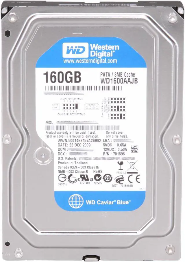 Alt view image 3 of 5 - Western Digital Blue WD1600AAJB 160GB 7200 RPM 8MB Cache IDE Ultra ATA100 / ATA-6 3.5" Internal Hard Drive Bare Drive