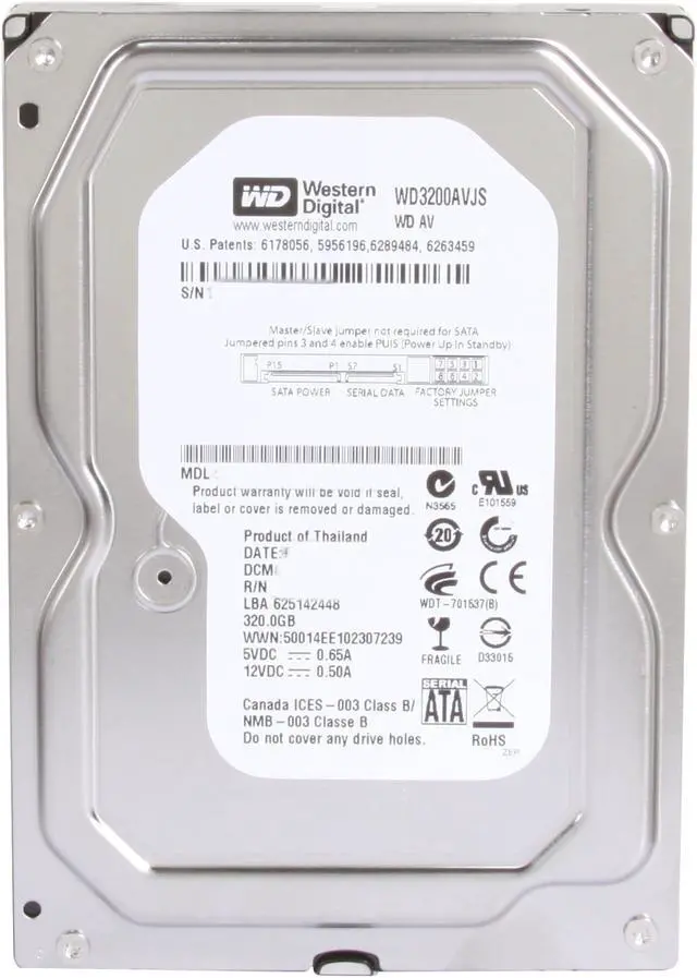 Alt view image 2 of 4 - Western Digital AV WD3200AVJS 320GB 7200 RPM 8MB Cache SATA 3.0Gb/s 3.5" Internal AV Hard Drive Bare Drive