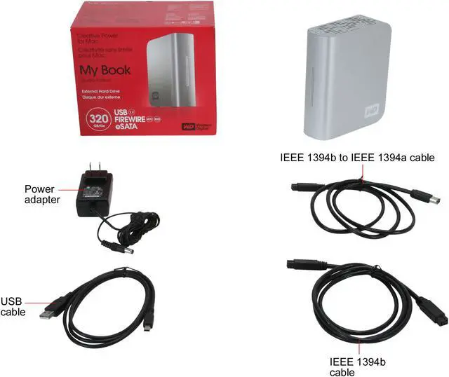 Alt view image 5 of 5 - WD My Book Studio 320GB 3.5" USB 2.0 / Firewire400 / Firewire800 / eSATA Mac Storage Model WDH1Q3200N