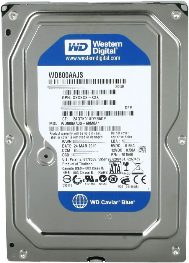 Alt view image 2 of 4 - Western Digital Blue WD800AAJS 80GB 7200 RPM 8MB Cache SATA 3.0Gb/s 3.5" Internal Hard Drive Bare Drive