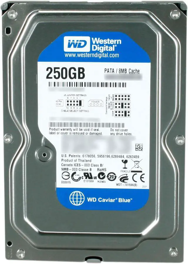 Alt view image 3 of 5 - Western Digital Blue WD2500AAJB 250GB 7200 RPM 8MB Cache IDE Ultra ATA100 / ATA-6 3.5" Internal Hard Drive Bare Drive