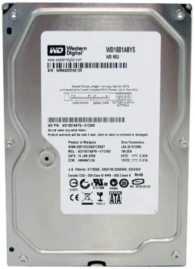 Alt view image 2 of 3 - Western Digital RE2 WD1601ABYS 160GB 7200 RPM 16MB Cache SATA 3.0Gb/s 3.5" Internal Hard Drive Bare Drive