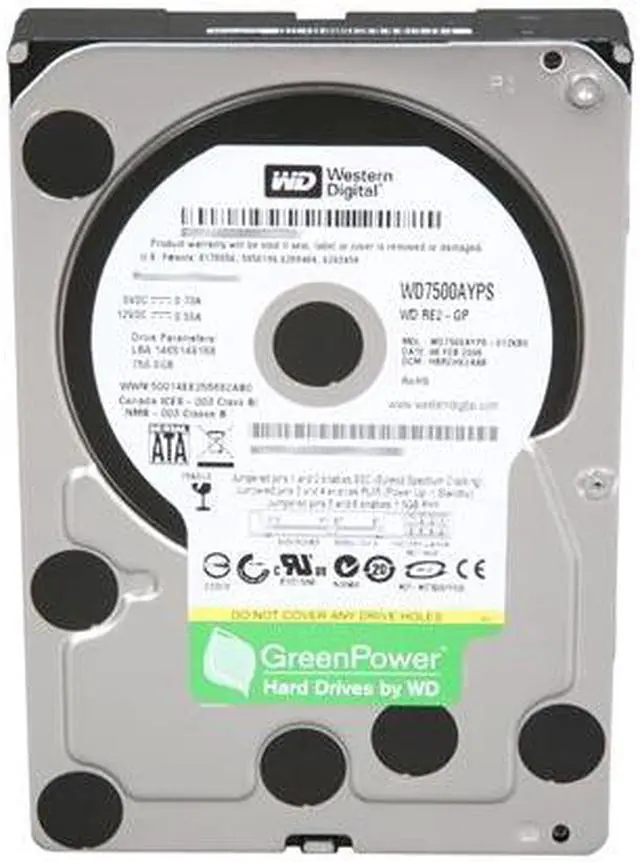 Alt view image 2 of 4 - Western Digital RE2-GP WD7500AYPS 750GB 16MB Cache SATA 3.0Gb/s 3.5" Hard Drive Bare Drive
