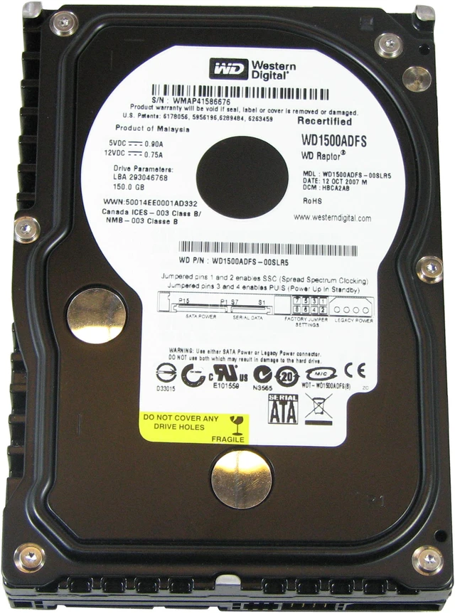 Wd1500adfd Open Box: Western Digital Raptor WD1500ADFS 150GB 10000 RPM 16MB Cache ...