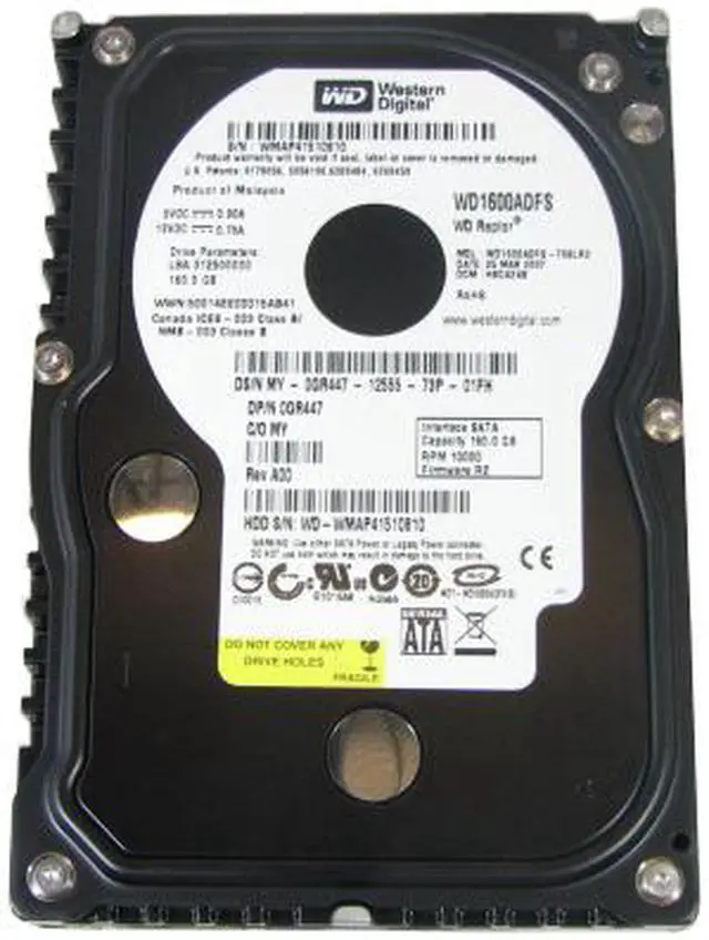 Alt view image 2 of 3 - Western Digital Raptor WD1600ADFS 160GB 10000 RPM 16MB Cache SATA 3.0Gb/s 3.5" Hard Drive Bare Drive