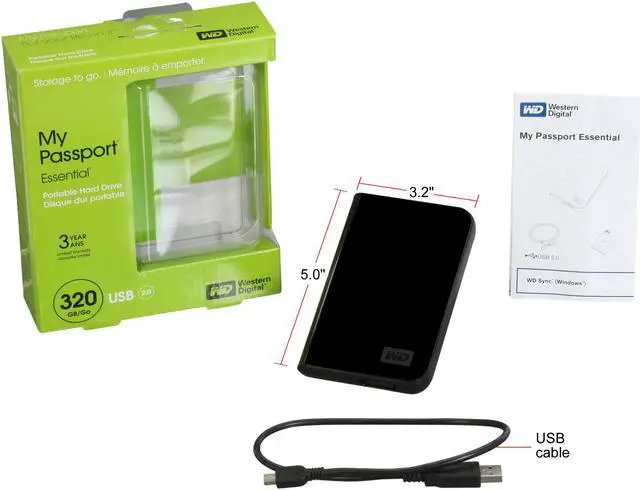 Alt view image 4 of 4 - WD My Passport Essential 320GB USB 2.0 2.5" External Hard Drive WDME3200TN Black