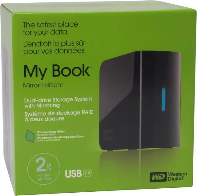 Alt view image 8 of 8 - WD My Book Mirror Edition 2TB USB 2.0 3.5" External Hard Drive WDH2U20000N Black