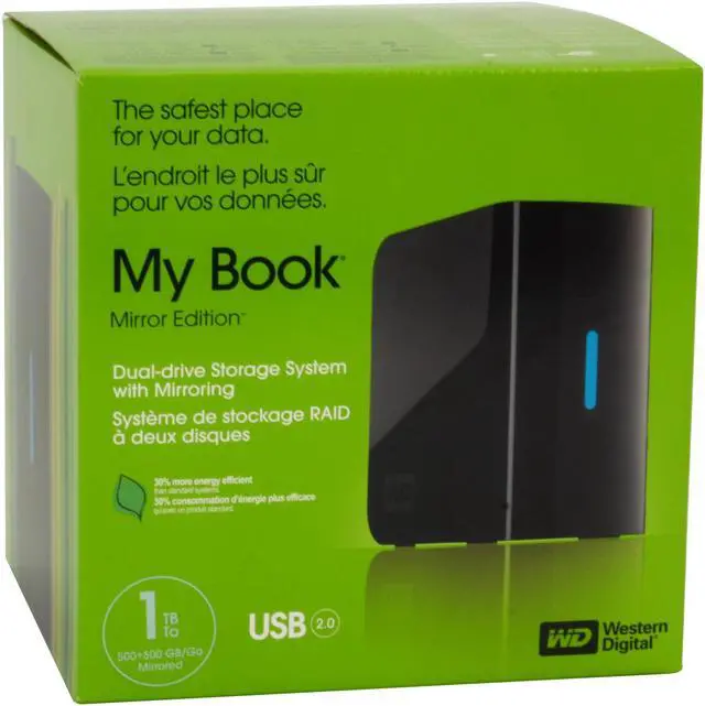 Alt view image 8 of 8 - WD My Book Mirror Edition 1 TB / 500 GB Mirrored USB 2.0 External Hard Drive WDH2U10000N Black