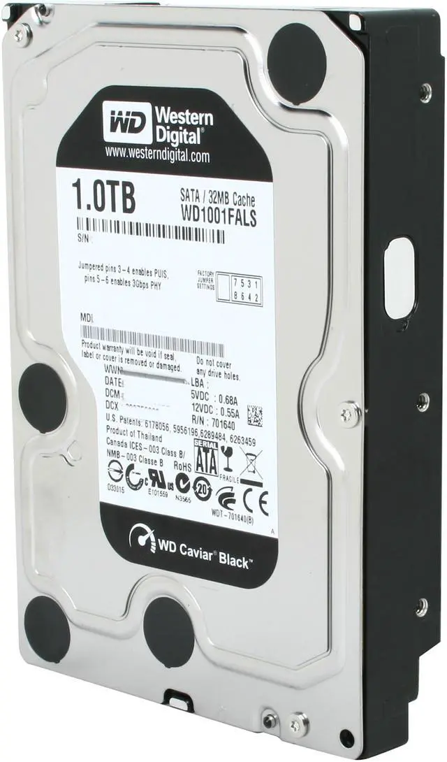 Alt view image 2 of 5 - Western Digital Black WD1001FALS 1TB 7200 RPM 32MB Cache SATA 3.0Gb/s 3.5" Internal Hard Drive Bare Drive