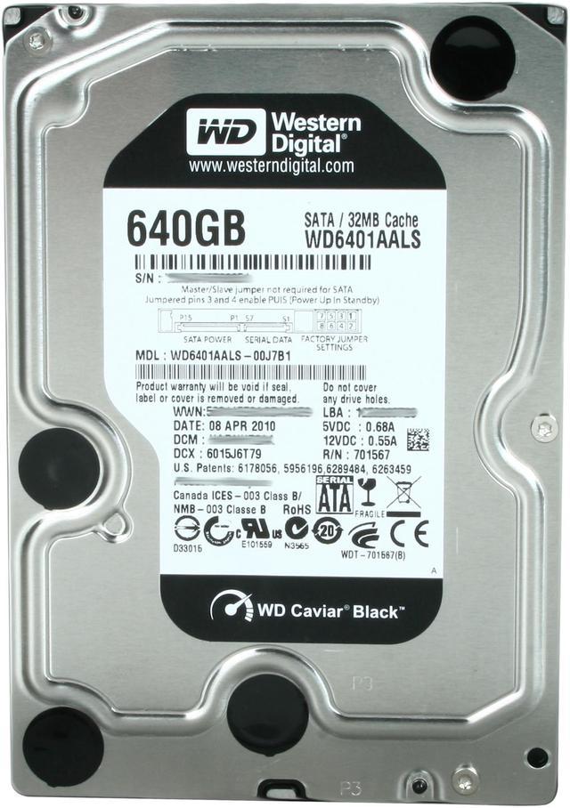 Western Digital Black 640GB 7200 RPM 3.5 Internal HDD - Newegg.com