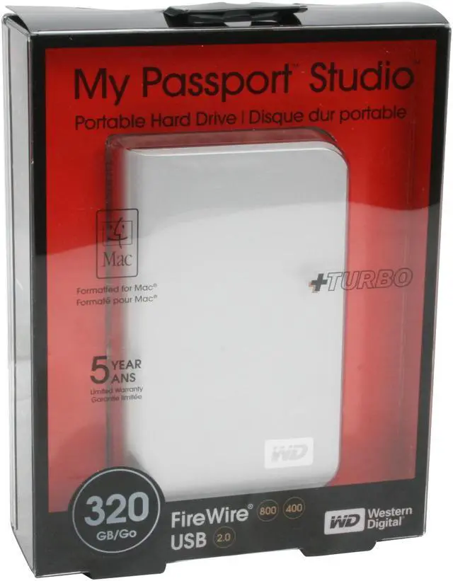 Alt view image 8 of 8 - WD My Passport Studio 320GB USB 2.0 / IEEE 1394 2.5" External Hard Drive WDMT3200TN