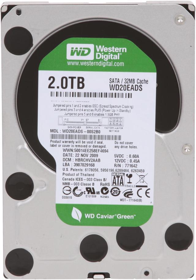 Used - Like New: Western Digital WD Green WD20EADS 2TB 32MB Cache