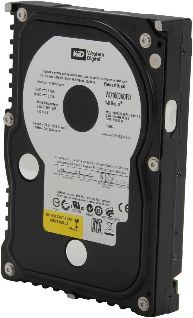 Main image of Western Digital Raptor WD1600ADFD 160GB 10000 RPM 16MB Cache SATA 1.5Gb/s 3.5" Hard Drive Bare Drive