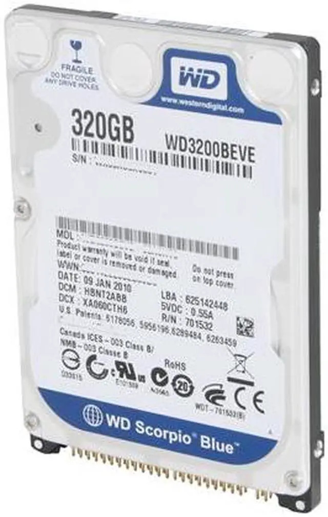 Main image of WD Scorpio Blue WD3200BEVERTL 320GB 5400 RPM 8MB Cache IDE Ultra ATA100 / ATA-6 2.5" Internal Notebook Hard Drive