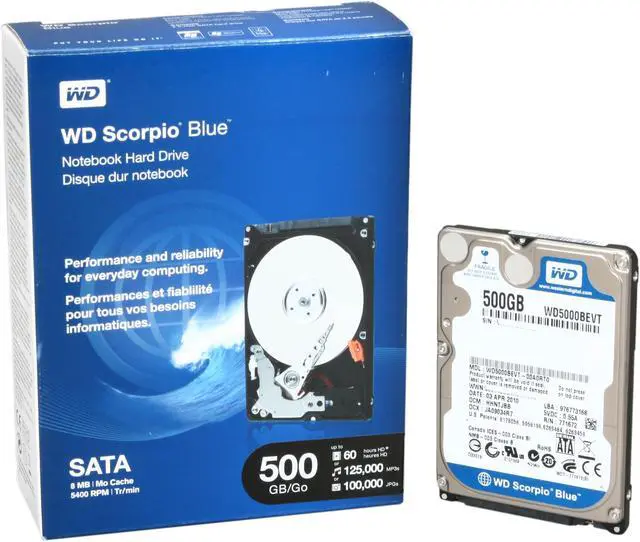 Alt view image 5 of 5 - WD Scorpio Blue WD5000BEVTRTL 500GB 5400 RPM 8MB Cache SATA 3.0Gb/s 2.5" Internal Notebook Hard Drive