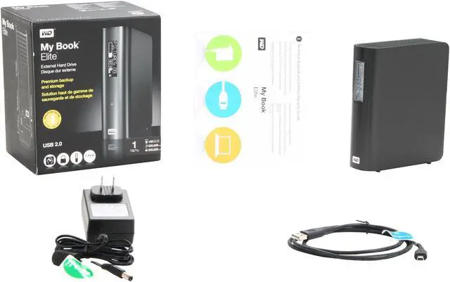 Alt view image 5 of 5 - WD My Book Elite 1TB USB 2.0 3.5" Desktop External Hard Drive WDBAAH0010HCH-NESN