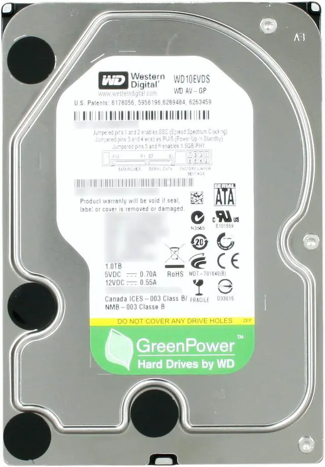 Alt view image 3 of 5 - Western Digital AV-GP WD10EVDS 1TB 7200 RPM 32MB Cache SATA 3.0Gb/s 3.5" Internal AV Hard Drive Bare Drive