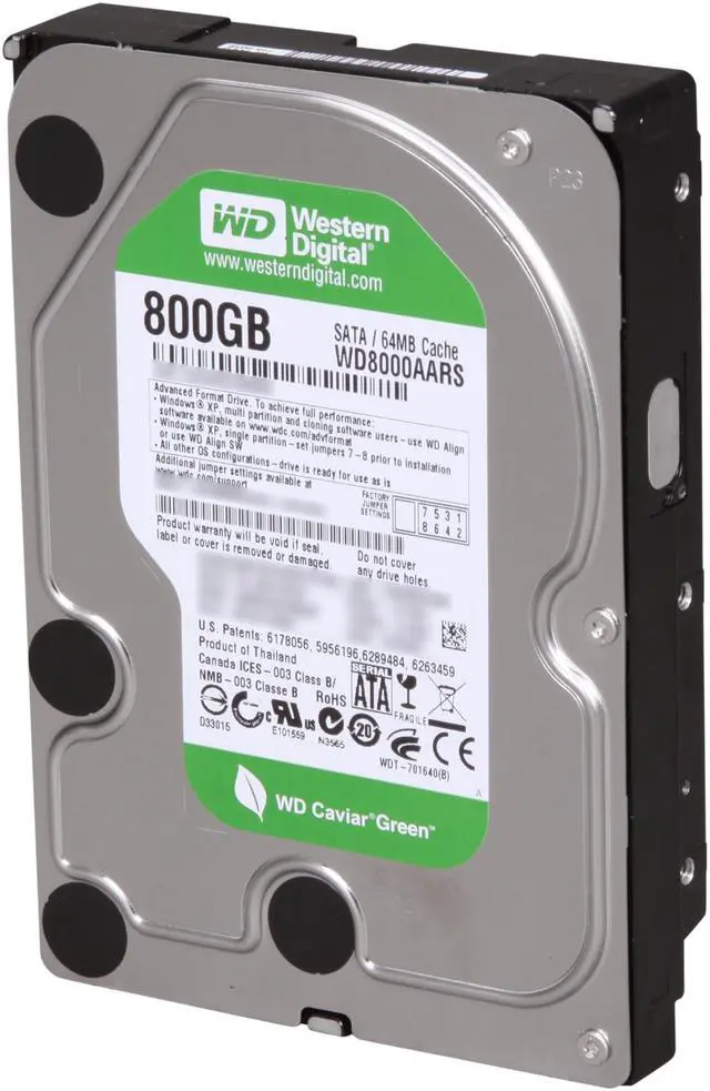 Main image of Western Digital WD Green WD8000AARS 800GB 5400 RPM 64MB Cache SATA 3.0Gb/s 3.5" Internal Hard Drive Bare Drive