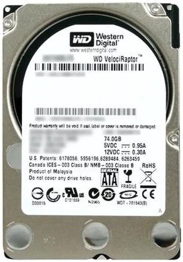 Alt view image 2 of 4 - Western Digital WD VelociRaptor WD740BLFS 74GB 10000 RPM 16MB Cache SATA 3.0Gb/s 2.5" Internal Enterprise Hard Drive Bare Drive