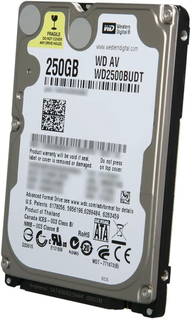 Main image of Western Digital WD AV-25 WD2500BUDT 250GB 5400 RPM 32MB Cache SATA 3.0Gb/s 2.5" Internal AV Hard Drive