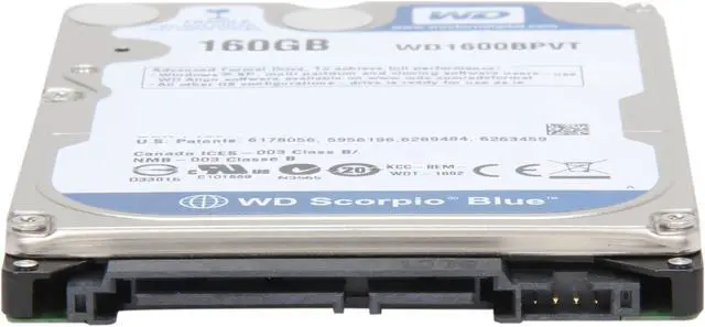 Alt view image 4 of 4 - Western Digital Scorpio Blue WD1600BPVT 160GB 5400 RPM 8MB Cache SATA 3.0Gb/s 2.5" Internal Notebook Hard Drive Bare Drive