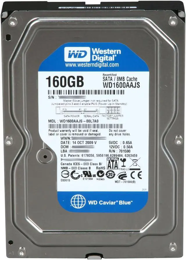 Alt view image 2 of 4 - WD Blue RFHWD1600AAJS 160GB 7200 RPM 8MB Cache SATA 3.0Gb/s 3.5" Internal Hard Drive -Manufacture Recertified Bare Drive