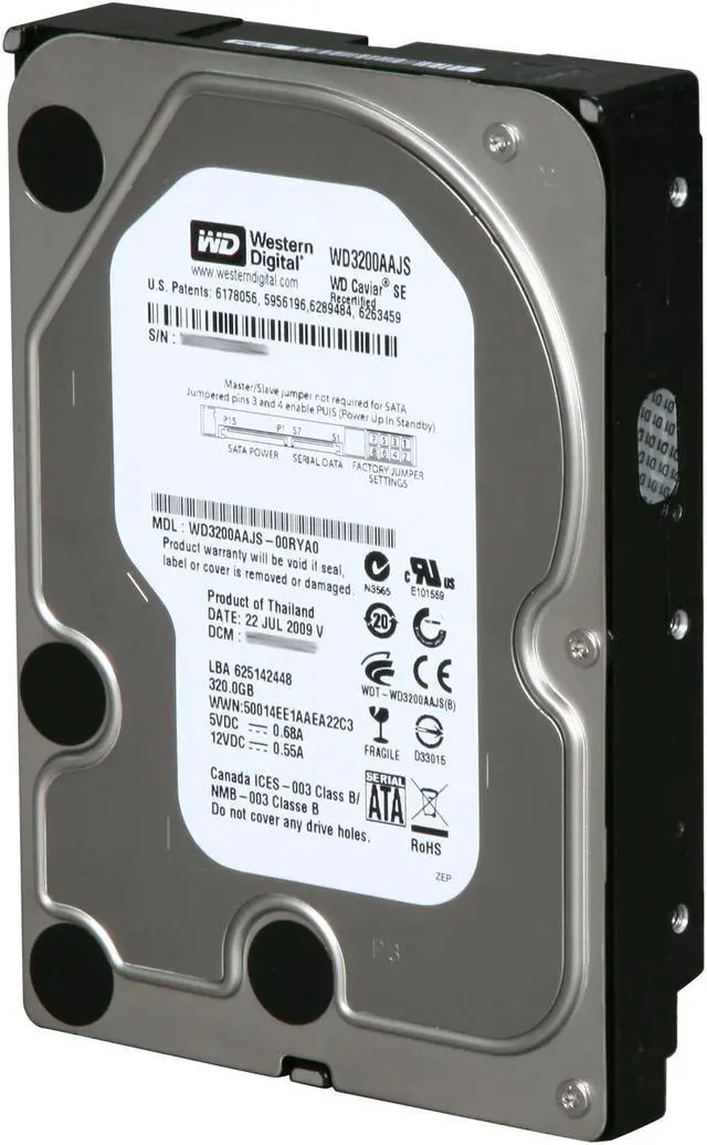 Main image of WD Blue RFHWD3200AAJS 320GB 7200 RPM 8MB Cache SATA 3.0Gb/s 3.5" Internal Hard Drive Bare Drive
