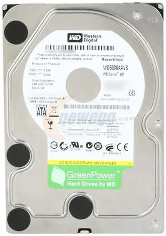 Alt view image 2 of 4 - WD WD Green WD5000AAVS 500GB 7200 RPM 8MB Cache SATA 3.0Gb/s 3.5" Hard Drive Bare Drive