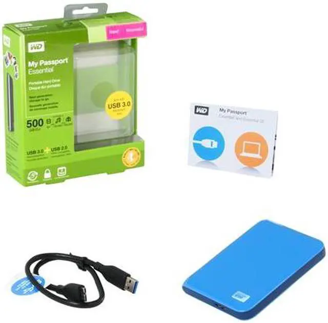 Alt view image 5 of 5 - Western Digital My Passport Essential 500GB Portable Hard Drive (Blue)