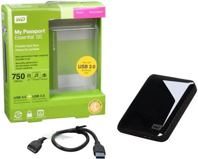 Alt view image 5 of 5 - Western Digital My Passport Essential SE 750GB Portable Hard Drive (Black)