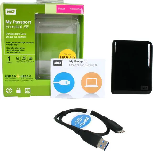 Alt view image 4 of 4 - Western Digital My Passport Essential SE 1TB Portable Hard Drive (Black)
