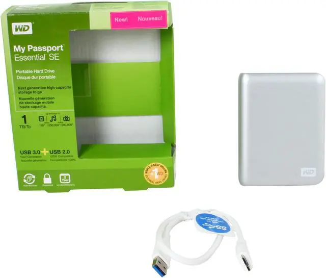 Alt view image 5 of 5 - Western Digital My Passport Essential SE 1TB Portable Hard Drive (Silver)