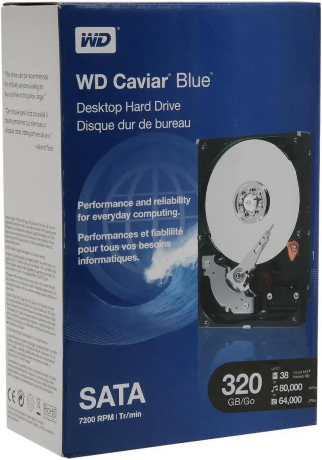 Main image of WD WD Blue WDBAAX3200ENC-NRSN 320GB 7200 RPM 16MB Cache SATA 3.0Gb/s 3.5" Internal Hard Drive -Retail kit