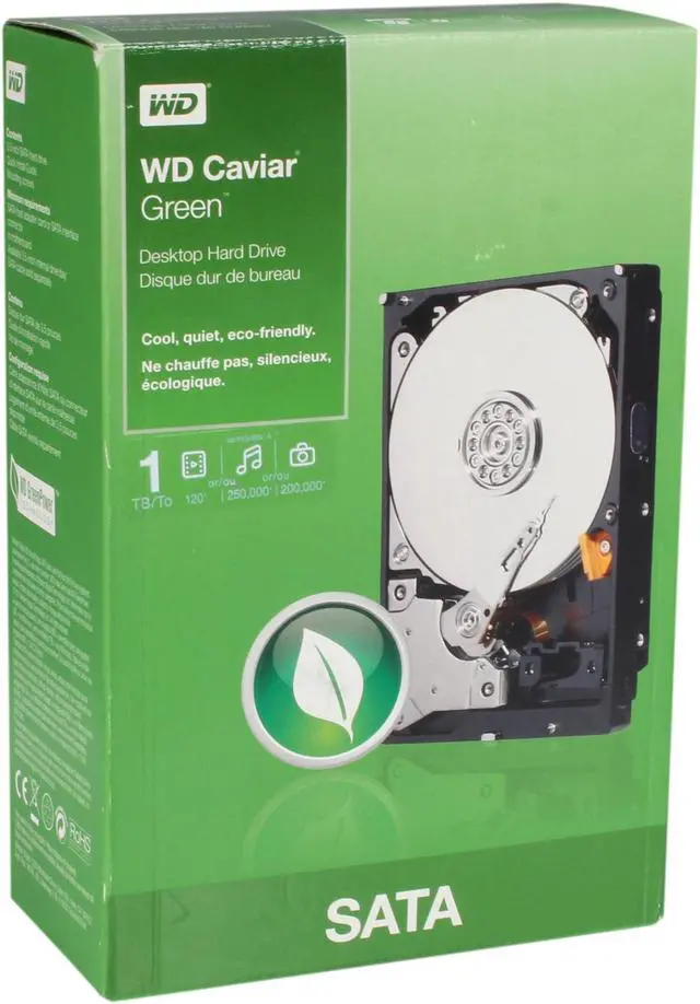 Main image of Western Digital WD Green WDBAAY0010HNC-NRSN 1TB 32MB Cache SATA 3.0Gb/s 3.5" Internal Hard Drive Bare Drive