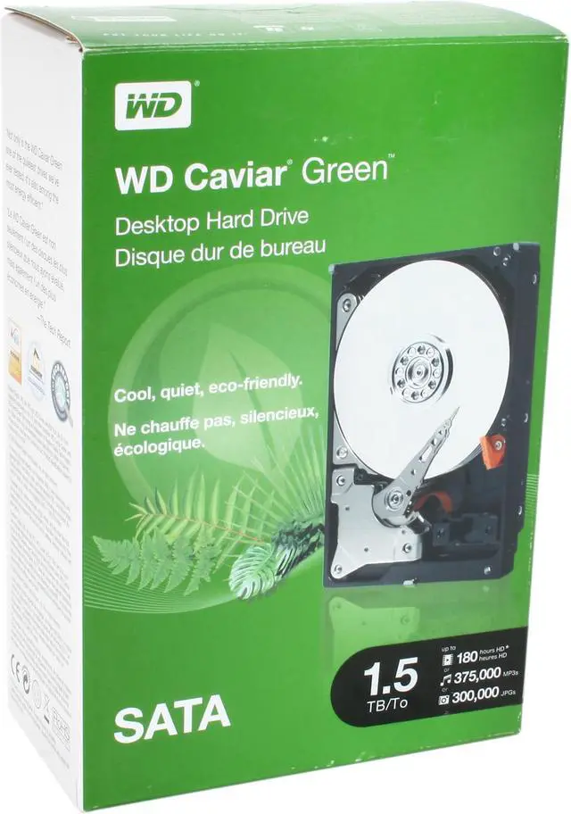 Main image of WD WD Green WDBAAY0015HNC-NRSN 1.5TB 32MB Cache SATA 3.0Gb/s 3.5" Internal Hard Drive -Retail kit
