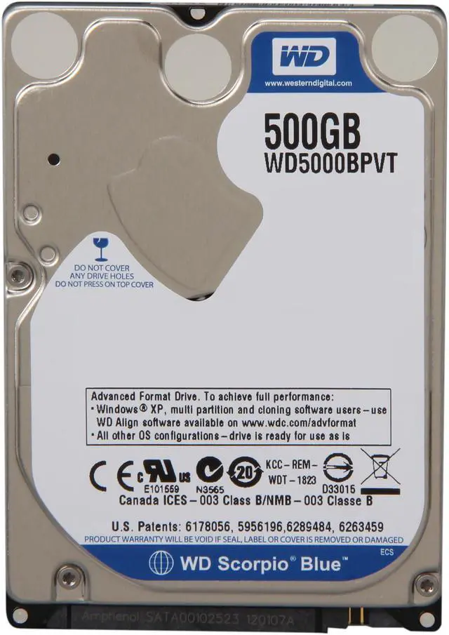 Alt view image 3 of 5 - WD Scorpio Blue WDBABC5000ANC-NRSN 500GB 5400 RPM 8MB Cache 2.5" SATA 3.0Gb/s Internal Notebook Hard Drive -Retail kit