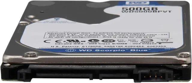 Alt view image 4 of 5 - WD Scorpio Blue WDBABC5000ANC-NRSN 500GB 5400 RPM 8MB Cache 2.5" SATA 3.0Gb/s Internal Notebook Hard Drive -Retail kit