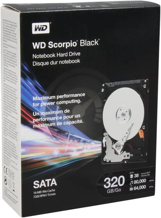 Main image of Western Digital Scorpio Black WDBABD3200ANC-NRSN 320GB 7200 RPM 16MB Cache SATA 3.0Gb/s 2.5" Internal Notebook Hard Drive