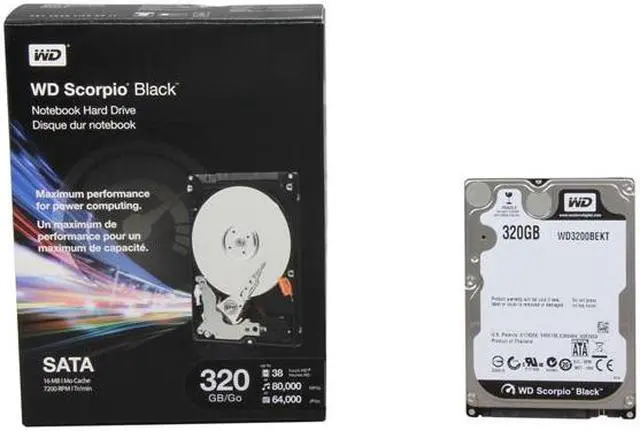 Alt view image 6 of 6 - Western Digital Scorpio Black WDBABD3200ANC-NRSN 320GB 7200 RPM 16MB Cache SATA 3.0Gb/s 2.5" Internal Notebook Hard Drive